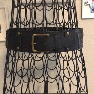 Black Braided Corset Belt with Brass Hardware